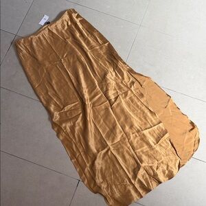 Banana Republic Golden Camel Satin Maxi Skirt